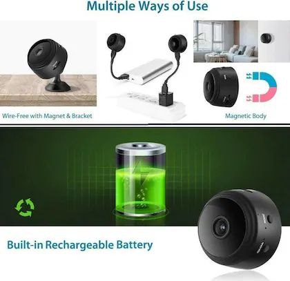 AB SmartEye Mini Wireless WiFi Security Camera | HD 1080p Indoor Video Recorder with Low Light Vision | Portable & Magnetic | Home, Office, and Baby Monitor